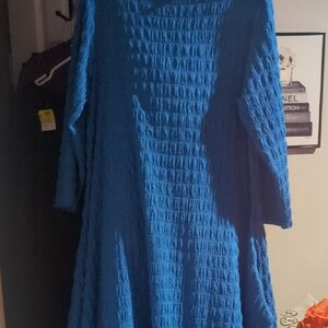 SOLD Blue Textured Long Sleeve Dress